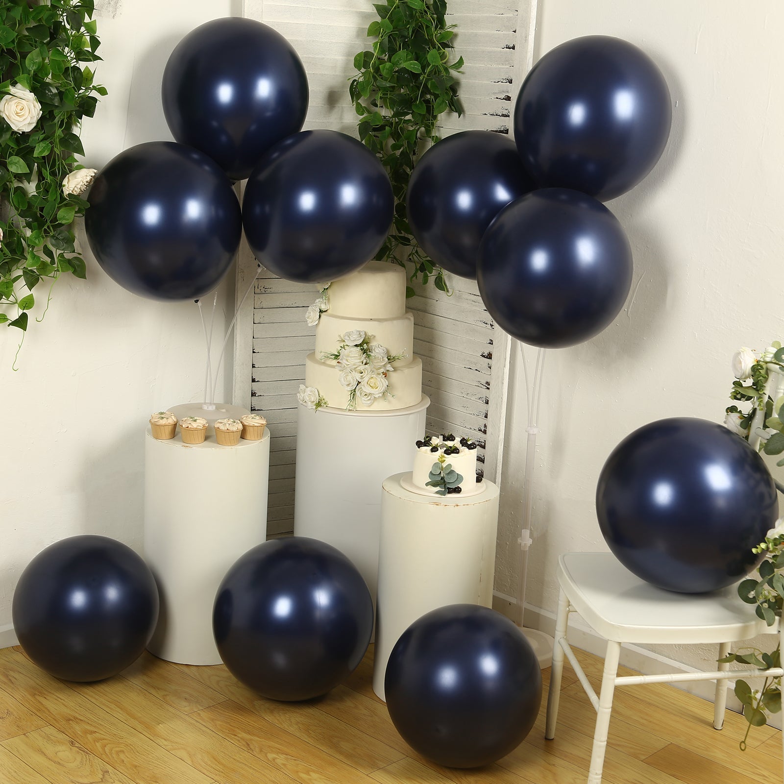 10 Pack Navy Blue Biodegradable Balloons, 18" Thickened Extra Strong Eco-friendly Latex Helium Party Balloons