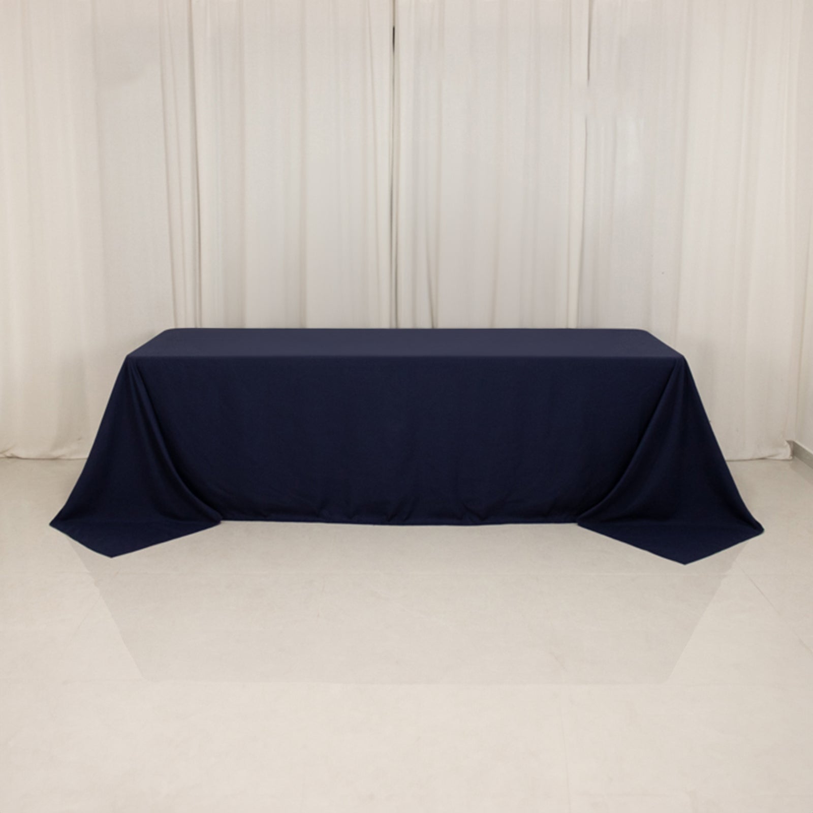 Cotton Blend 90"x156" Rectangle Tablecloth Navy Blue - Seamless Wrinkle-Resistant Table Cover