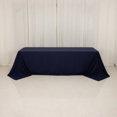 Cotton Blend 90"x156" Rectangle Tablecloth Navy Blue - Seamless Wrinkle-Resistant Table Cover