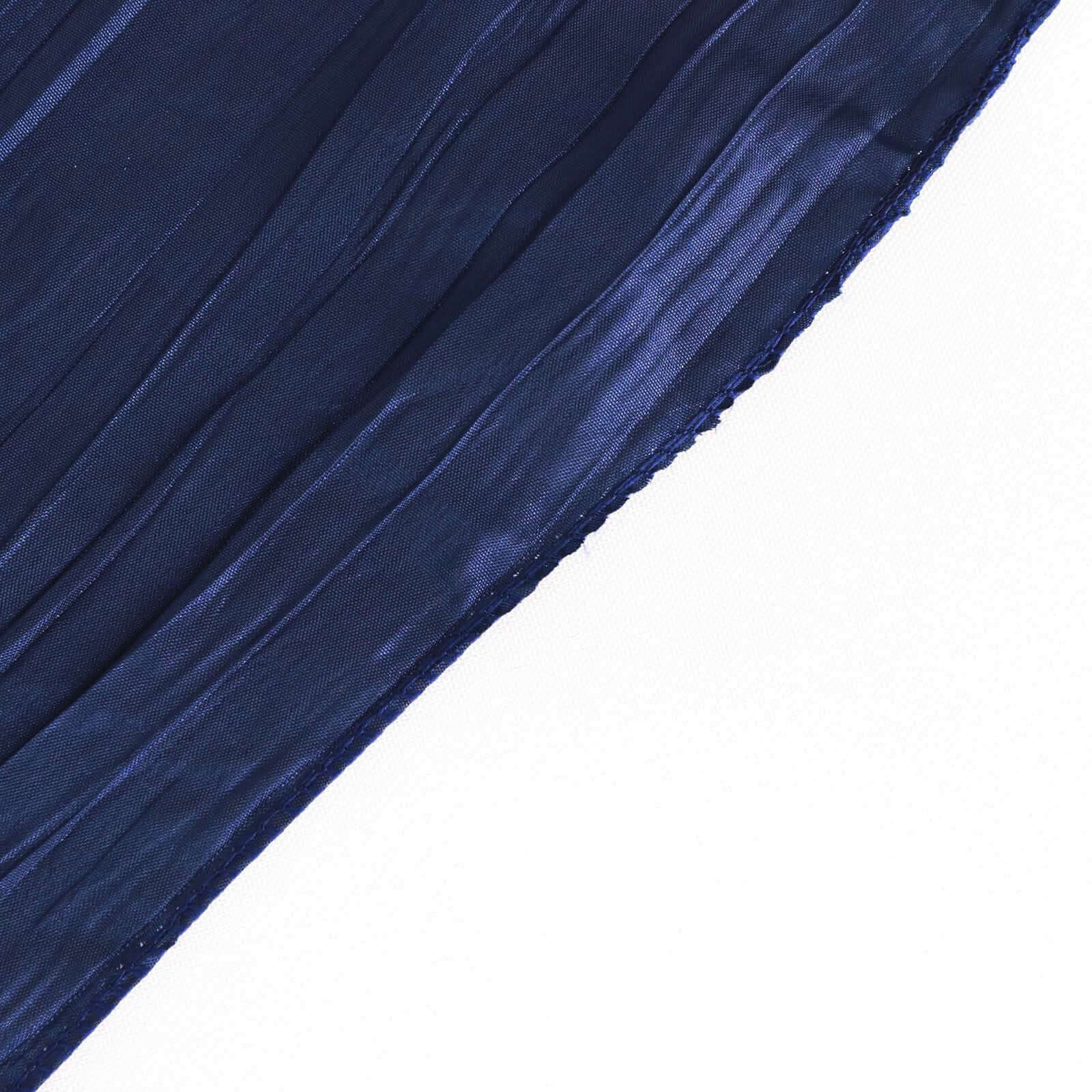 Taffeta 72"x72" Table Overlay Square Tablecloth Navy Blue - Accordion Crinkle Table Cover