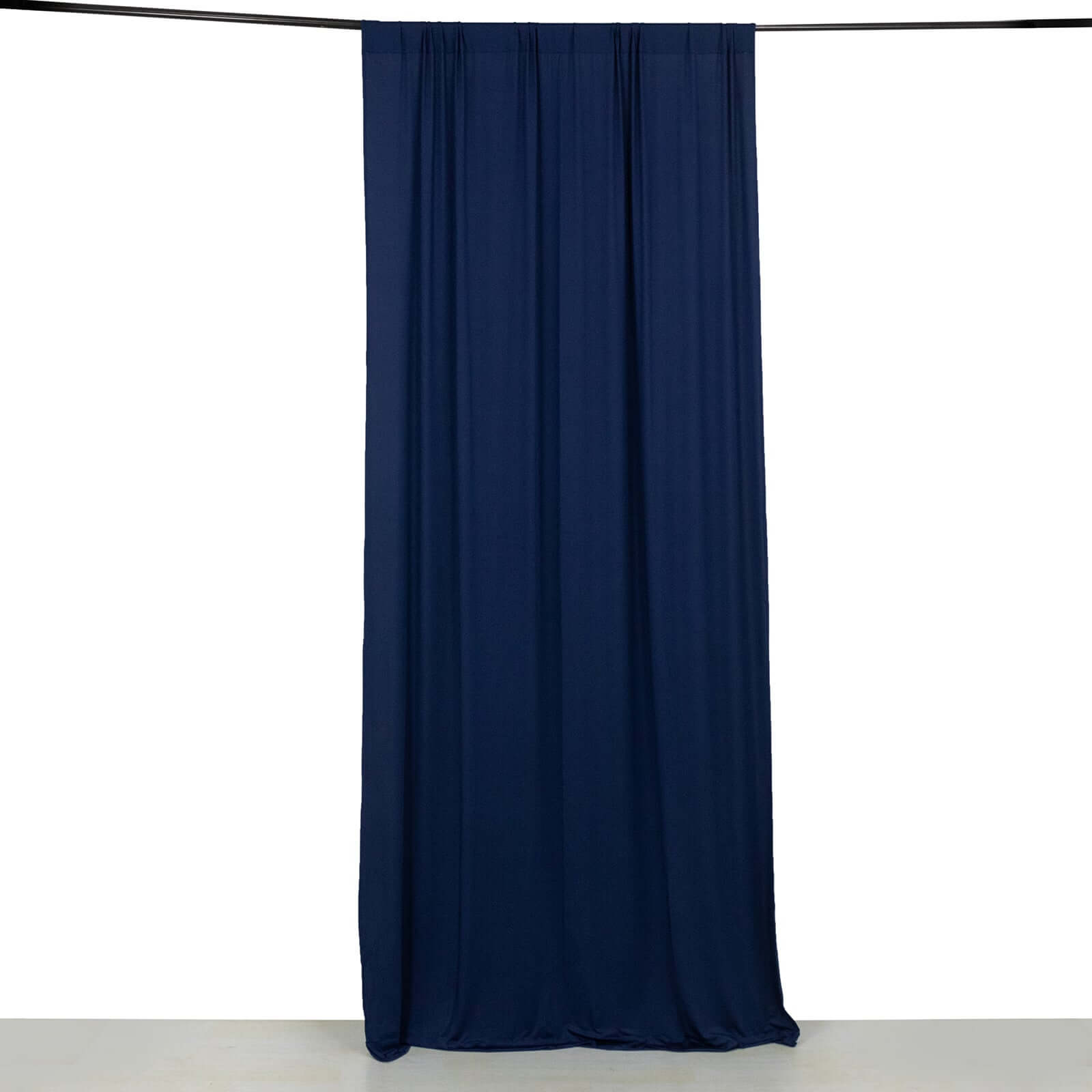 Navy Blue 4-Way Stretch Spandex Event Curtain Drapes, Wrinkle Free Backdrop Event Panel with Rod Pockets - 5ftx10ft