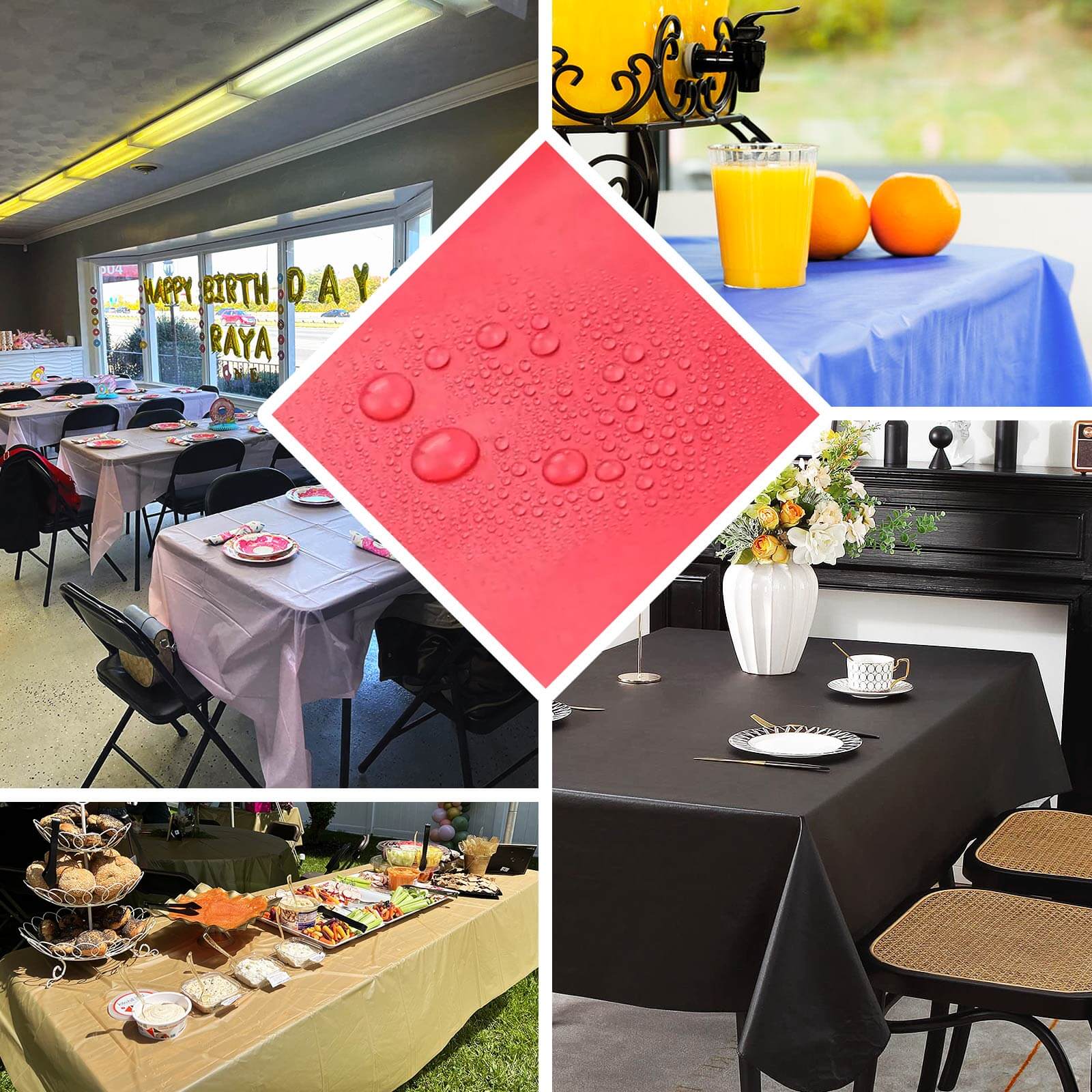 5-Pack Plastic Table Covers Navy Blue Rectangle - Reliable PVC Disposable Covers for Gatherings 54"x108"