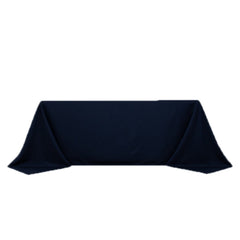Fire Retardant Premium Polyester 90"x132" Rectangular Tablecloth Navy Blue - High-Performance Seamless Table Cover