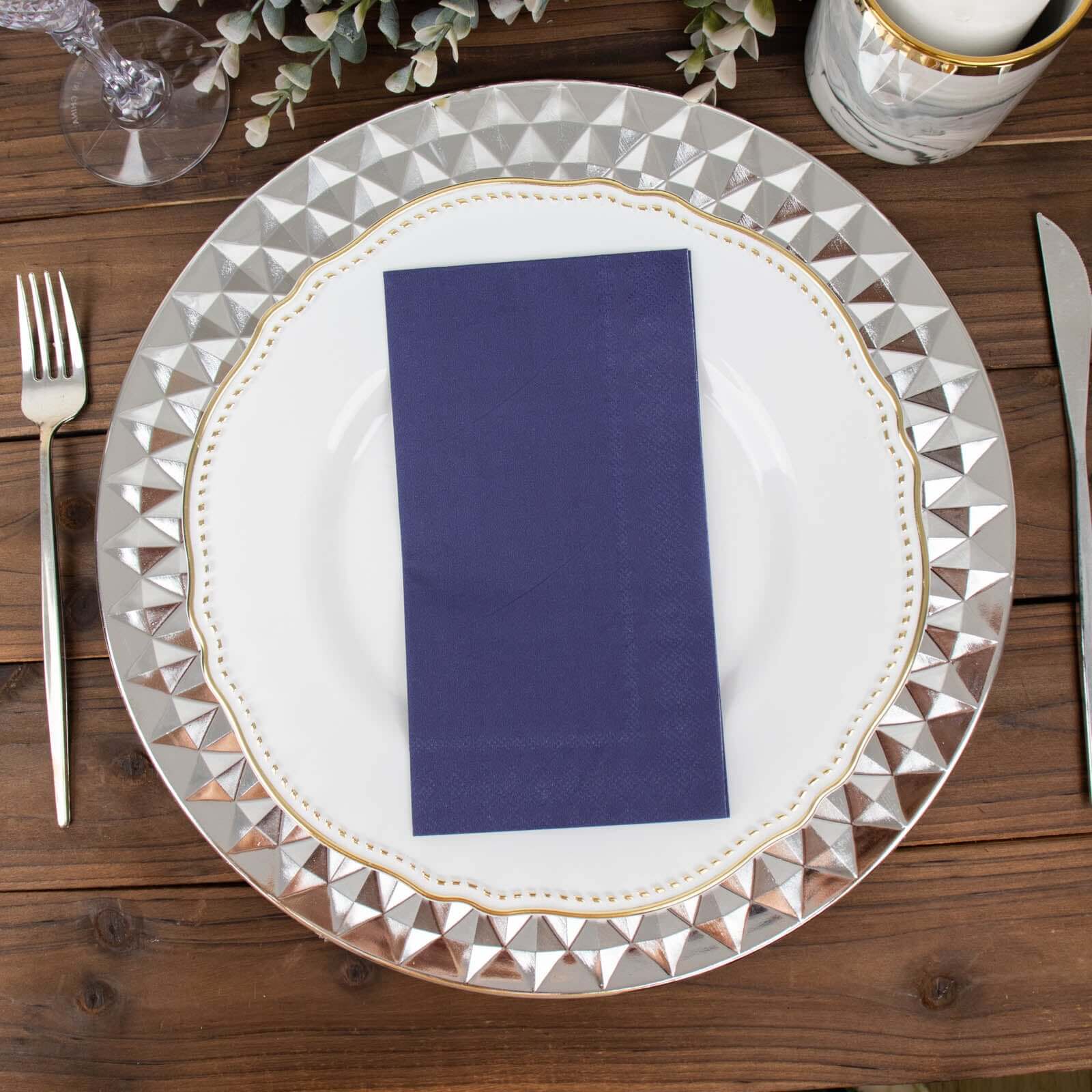 50-Pack Paper Napkins Navy Blue - Soft Disposable 2-Ply Dinner Napkins for Weddings