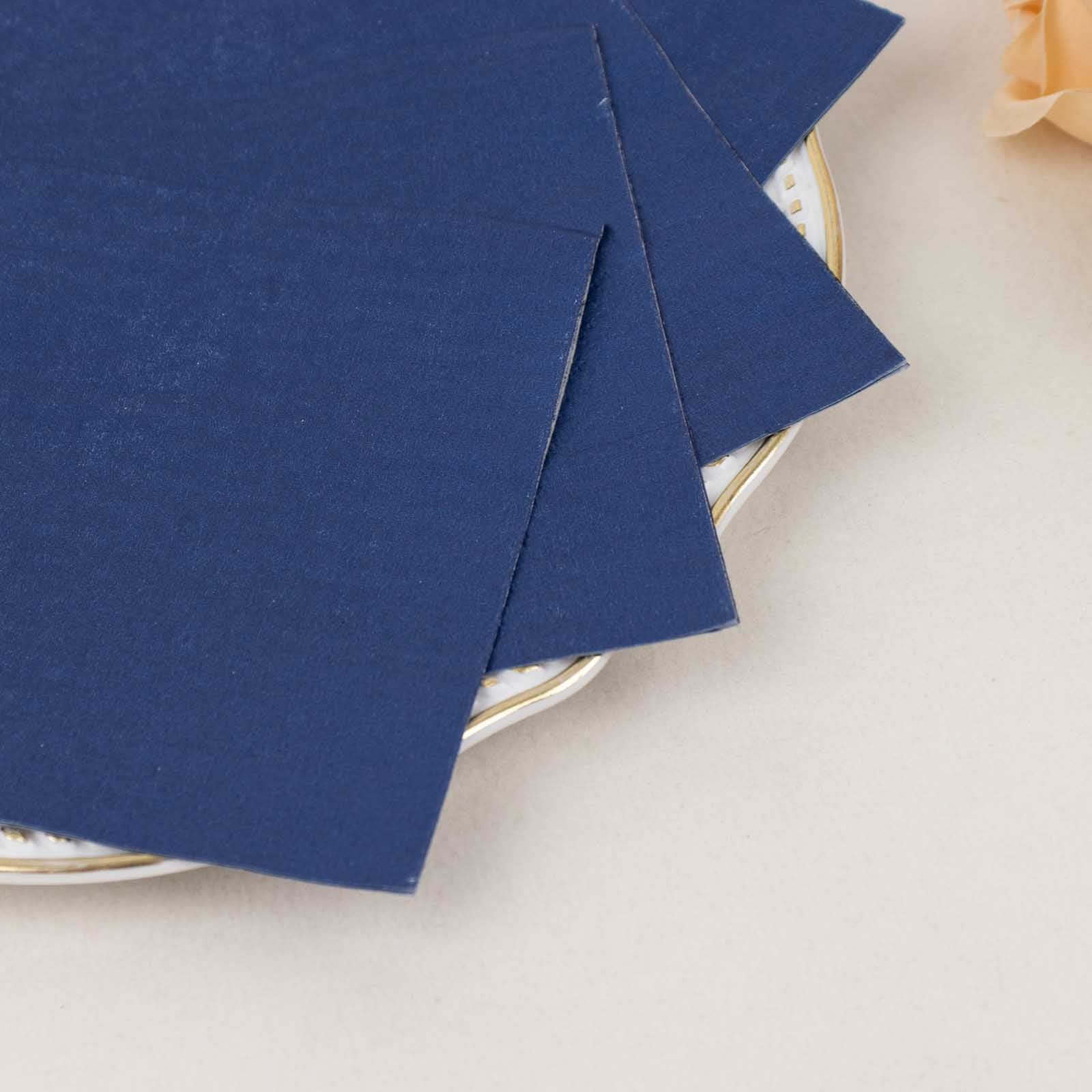 50-Pack Paper Beverage Napkins Navy Blue - 2 Ply Disposable Soft 18GSM Cocktail Napkins 5"x5"
