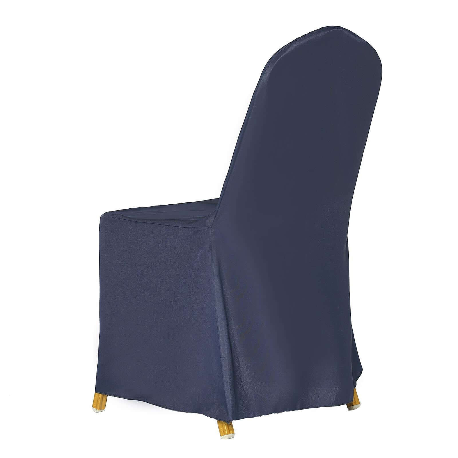 Polyester Slip On Banquet Chair Covers Navy Blue - Stain-Resistant Reusable Durable Fabric