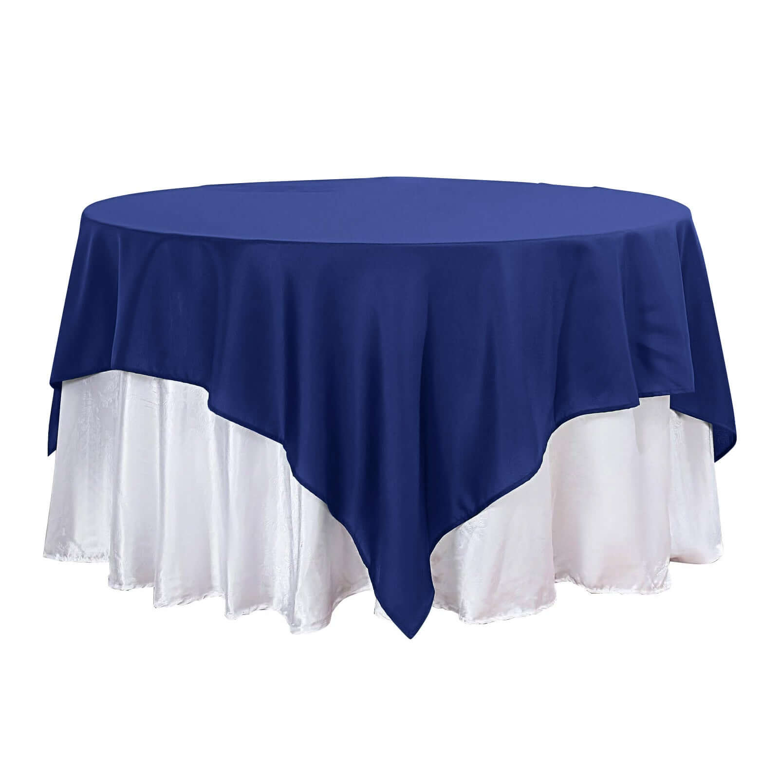Polyester 90"x90" Table Overlay Square Tablecloth Navy Blue - Wrinkle-Resistant & Durable Table Cover
