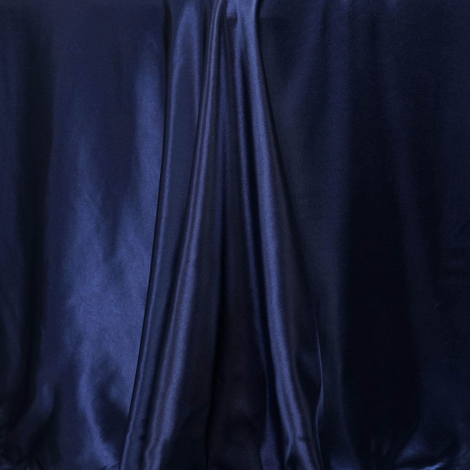 Satin Rectangular 90"x156" Tablecloth Navy Blue - Seamless Table Cover
