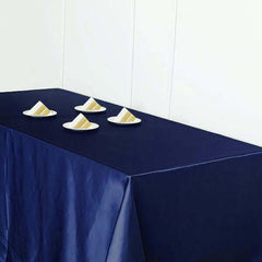 Satin Rectangular 90"x156" Tablecloth Navy Blue - Seamless Table Cover