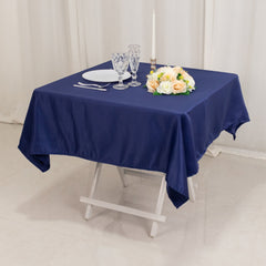 Lamour Satin 54"x54" Table Overlay Square Tablecloth Navy Blue - Durable & Silk-Like Table Cover