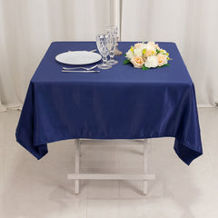 Lamour Satin 54"x54" Square Tablecloth Navy Blue - Durable & Silk-Like Table Cover