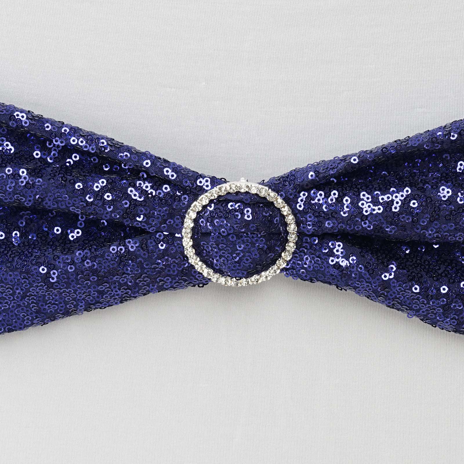 5 Pack Sequin Spandex Chair Sashes Navy Blue - Stretch Chair Bands 6"x15"