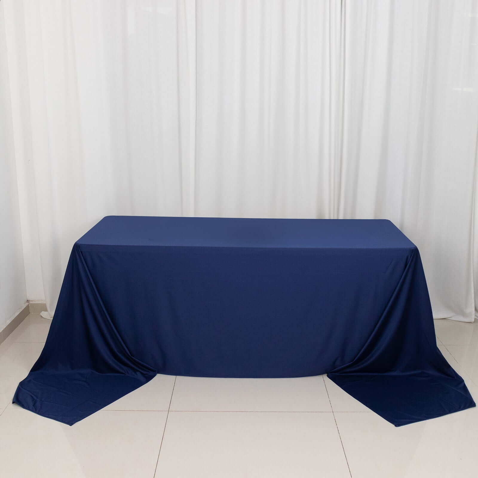 Scuba Rectangular 90"x156" Tablecloth Navy Blue - Wrinkle Free, Stain Resistant & Seamless Table Cover