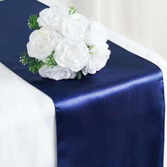 Satin 12"x108" Table Runner Navy Blue - Stylish Table Linen