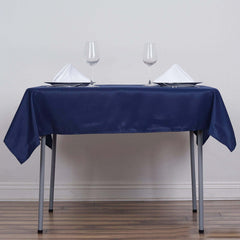 Polyester 54"x54" Table Overlay Square Tablecloth Navy Blue - Wrinkle-Resistant & Durable Table Cover