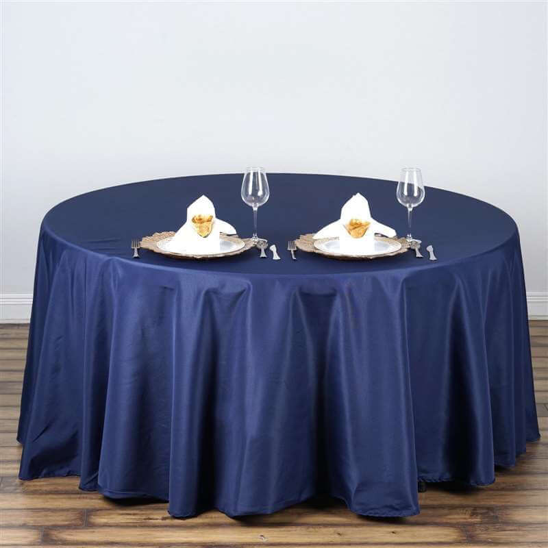 Polyester 108" Round Tablecloth Navy Blue - Wrinkle-Resistant Table Cover