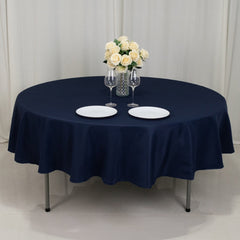 Fire Retardant Premium Polyester 90" Round Tablecloth Navy Blue - High-Performance Table Cover