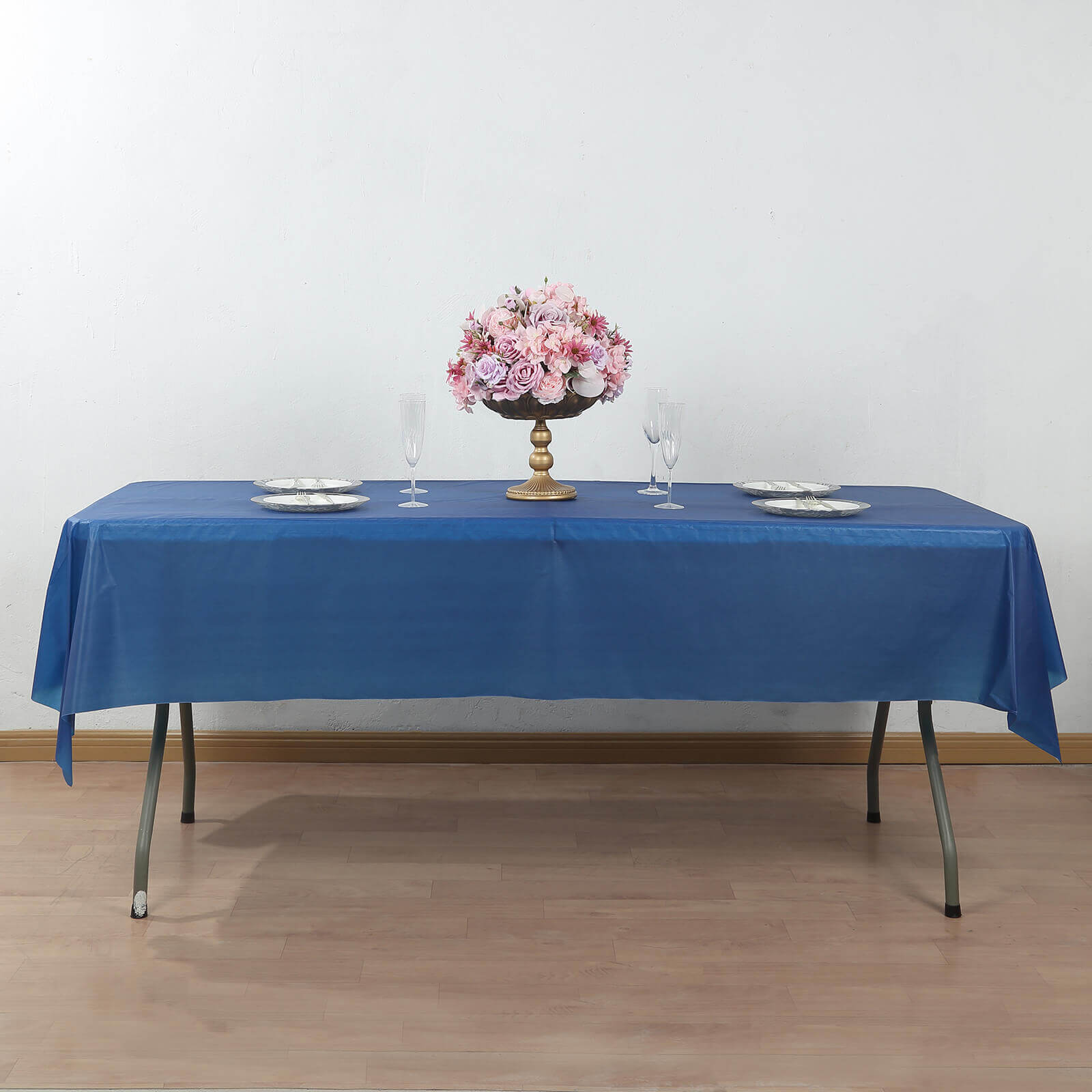 Plastic Table Cover Roll Navy Blue with Slide Cutter - Customizable Disposable Tablecloth Roll 54"x300ft