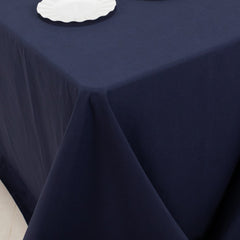 Cotton Blend 90"x132" Rectangle Tablecloth Navy Blue - Seamless Wrinkle-Resistant Table Cover
