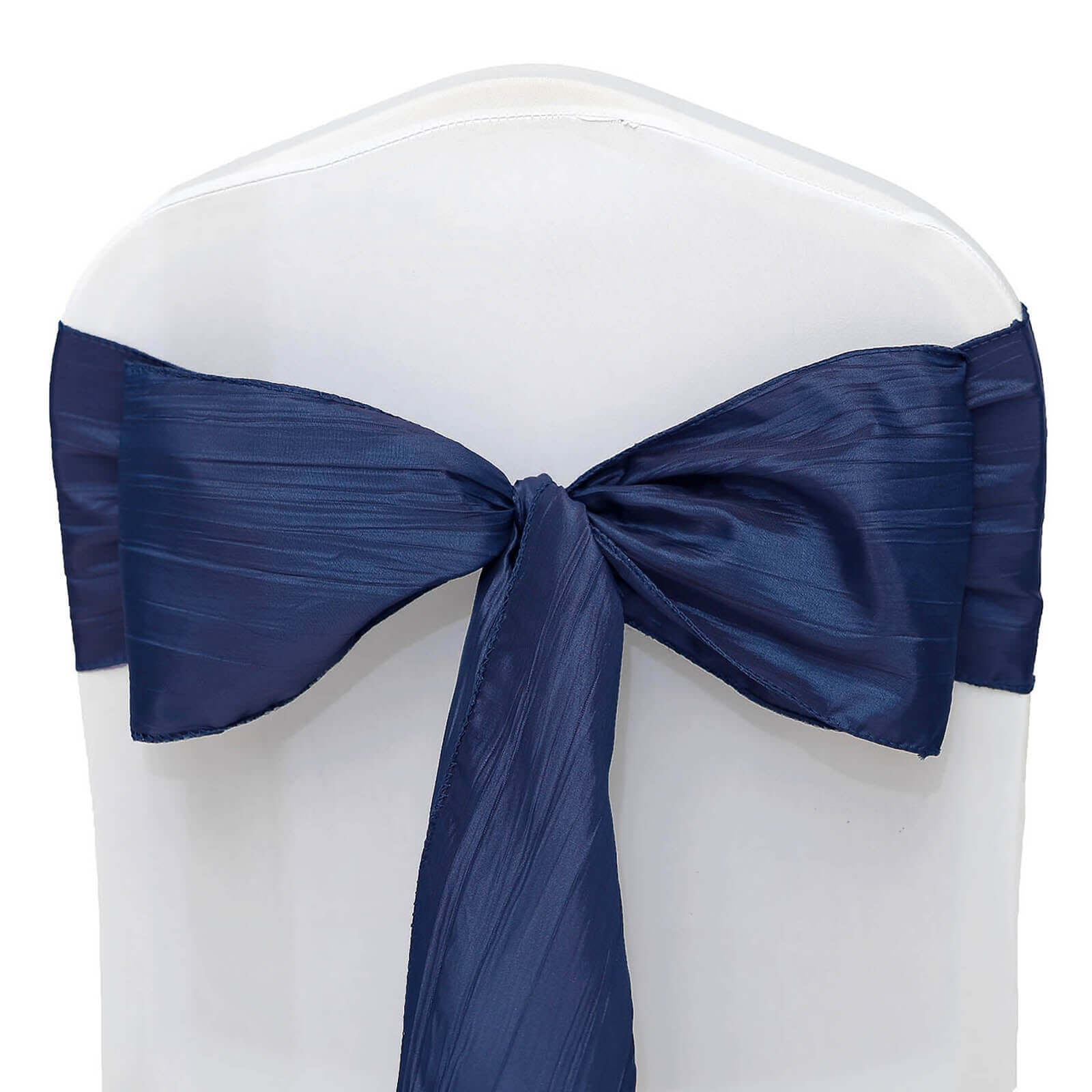5 Pack Taffeta 6"x106" Chair Sashes Navy Blue Accordion Crinkle Texture - Stylish Decor for Weddings & Gatherings
