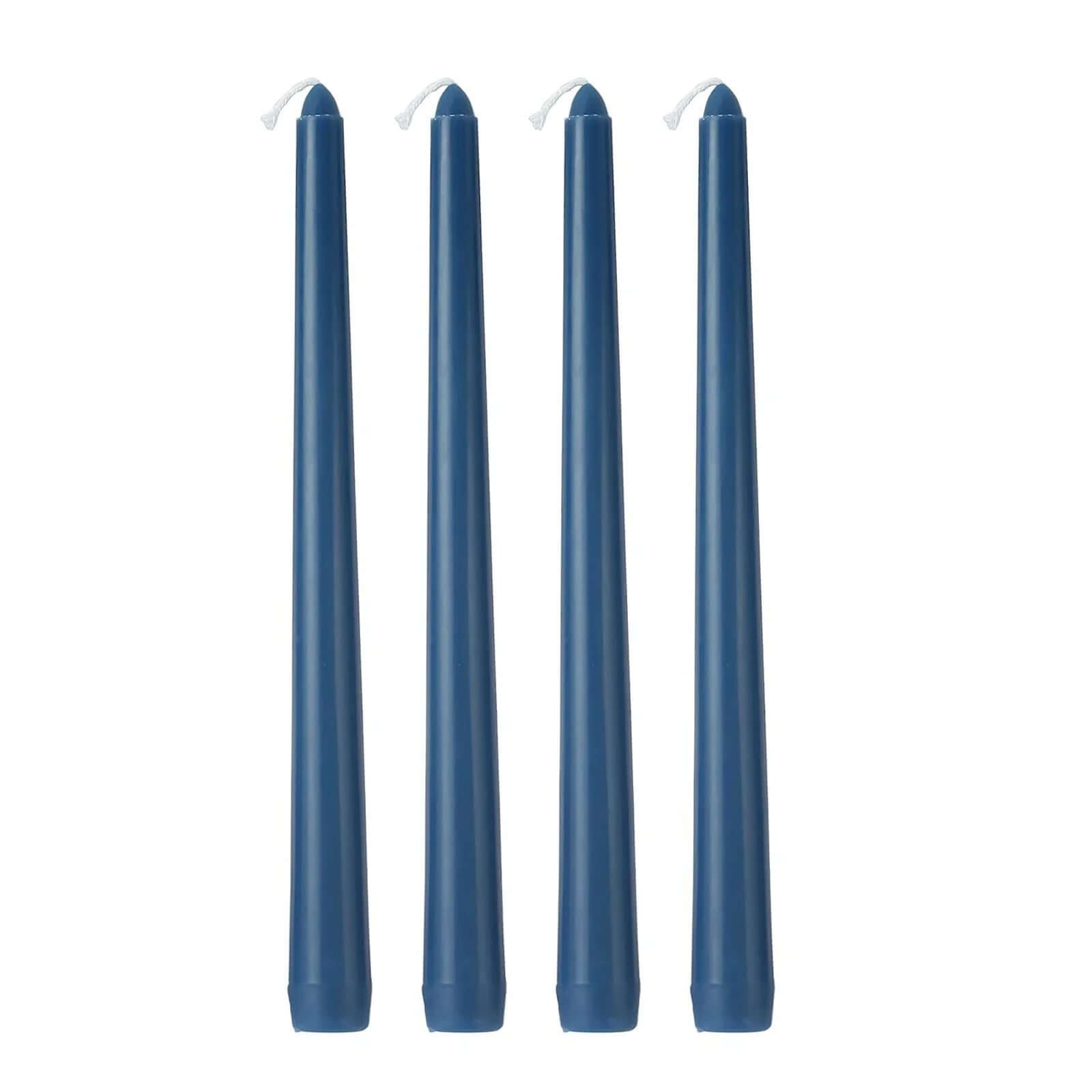 10-Pack Taper Candles Premium Wax Design Navy Blue - Unscented Candles for Upscale Settings 10"