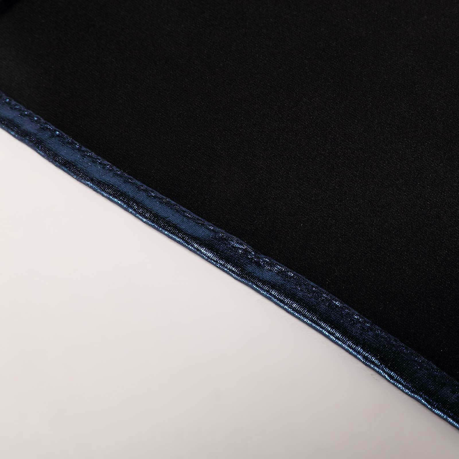 5 Pack Metallic Spandex Chair Sashes Navy Blue - Stretch Fit Chair Bands With Round Diamond Buckles