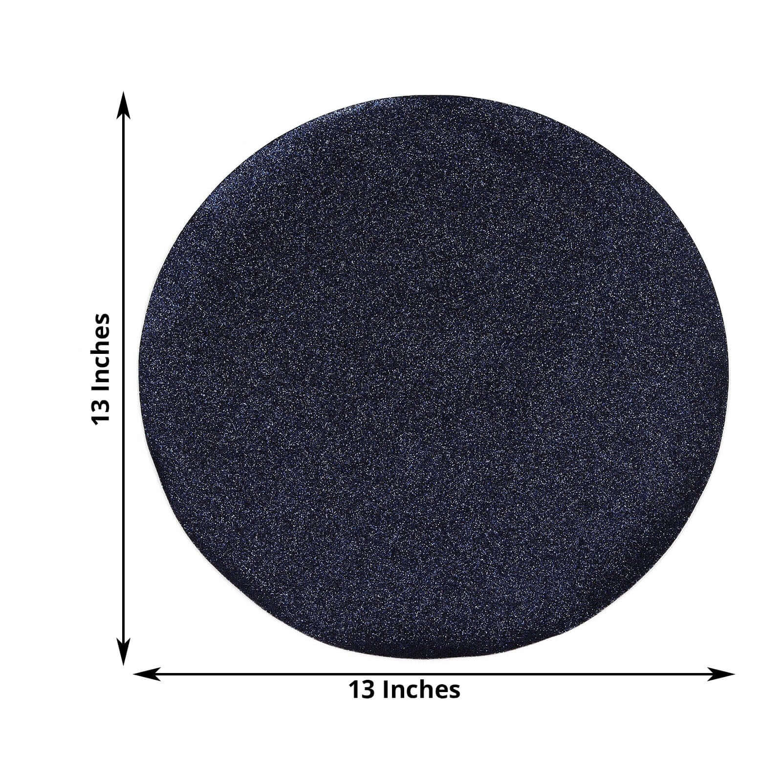 6-Pack Placemats Glitter Design Navy Blue Sparkle Round - Non-Slip Decorative Dining Table Mats 13"