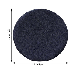 6-Pack Placemats Glitter Design Navy Blue Sparkle Round - Non-Slip Decorative Dining Table Mats 13"
