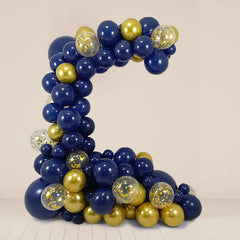 100 Pack Assorted Royal Blue Gold Latex Balloon Arch Kit, DIY Party Balloon Garland Decorations