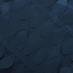 8ftx8ft Navy Blue 3D Leaf Petal Taffeta Event Curtain Drapes, Backdrop Event Panel With Rod Pocket