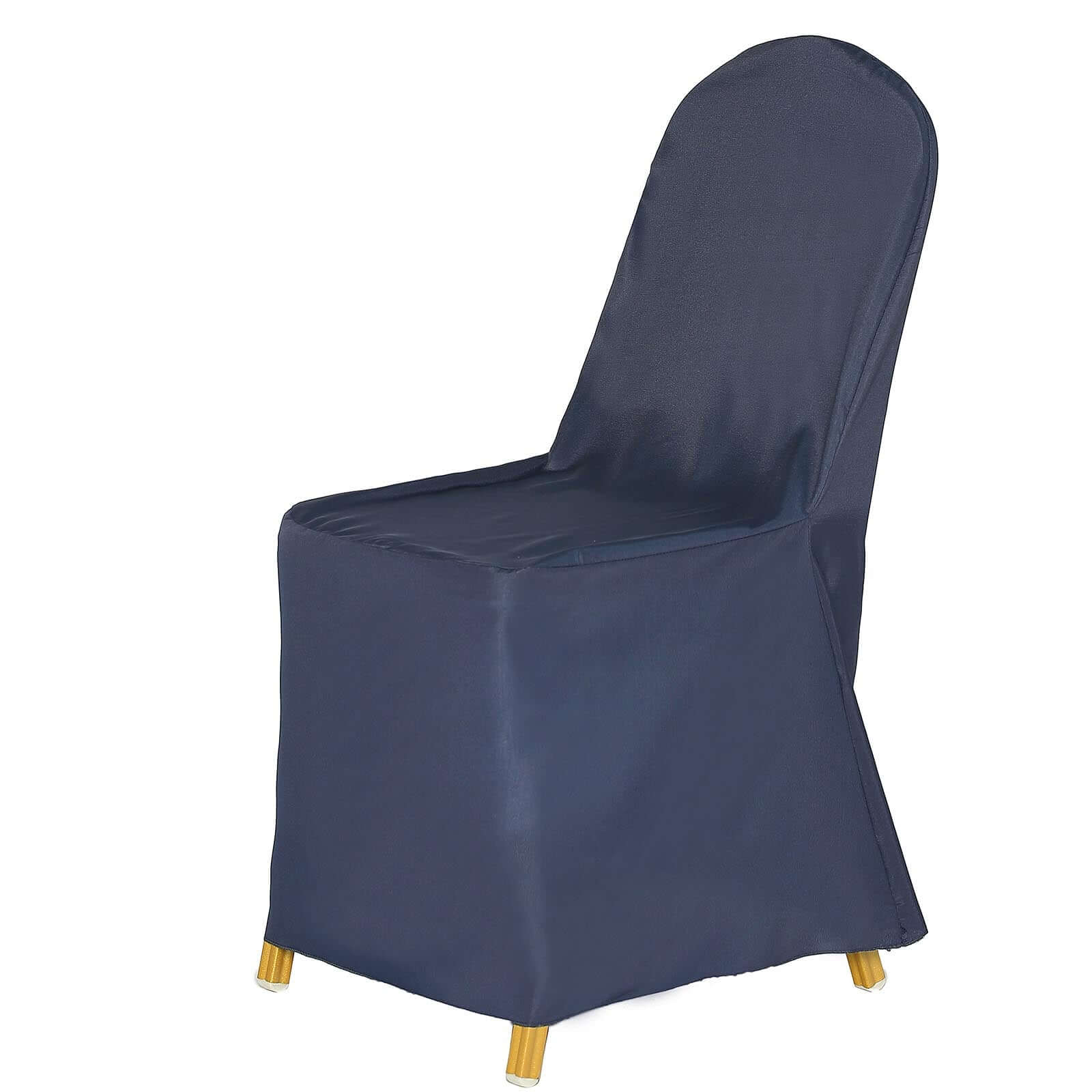 Polyester Slip On Banquet Chair Covers Navy Blue - Stain-Resistant Reusable Durable Fabric