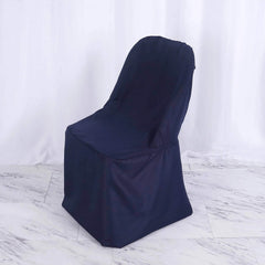 10 Pack Polyester Chair Covers for Folding Chairs Navy Blue - Wrinkle-Free Stain-Resistant Slip-On Slipcovers