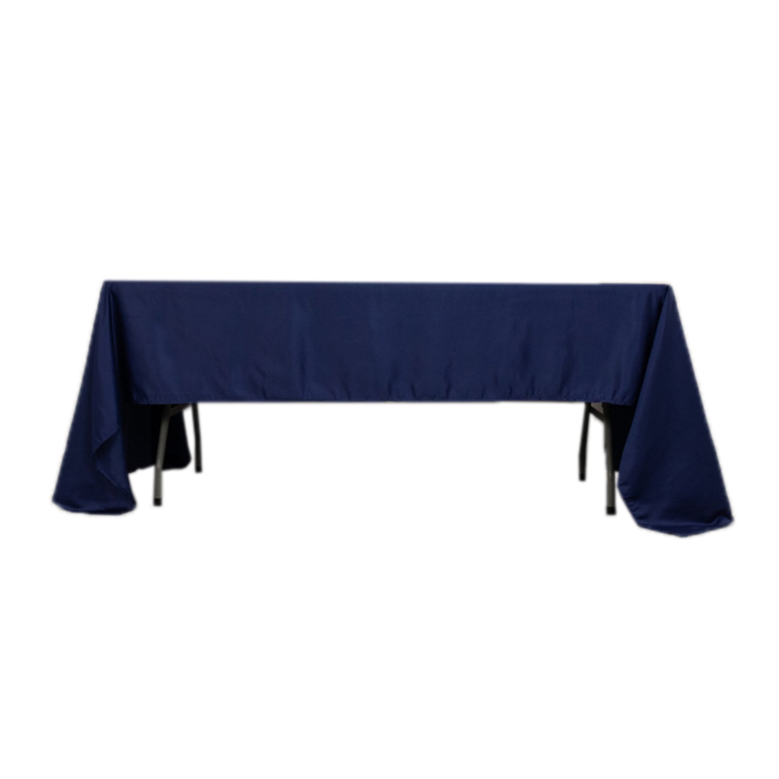 Lamour Satin 60"x126" Rectangle Tablecloth Navy Blue - Soft & Silk-Like Table Cover