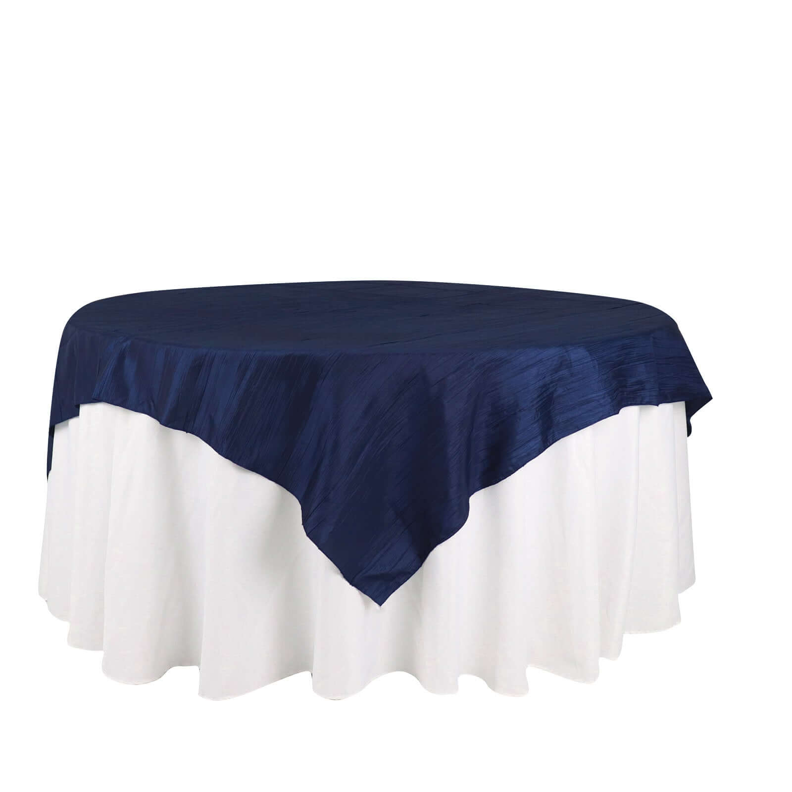 Taffeta 72"x72" Table Overlay Square Tablecloth Navy Blue - Accordion Crinkle Table Cover