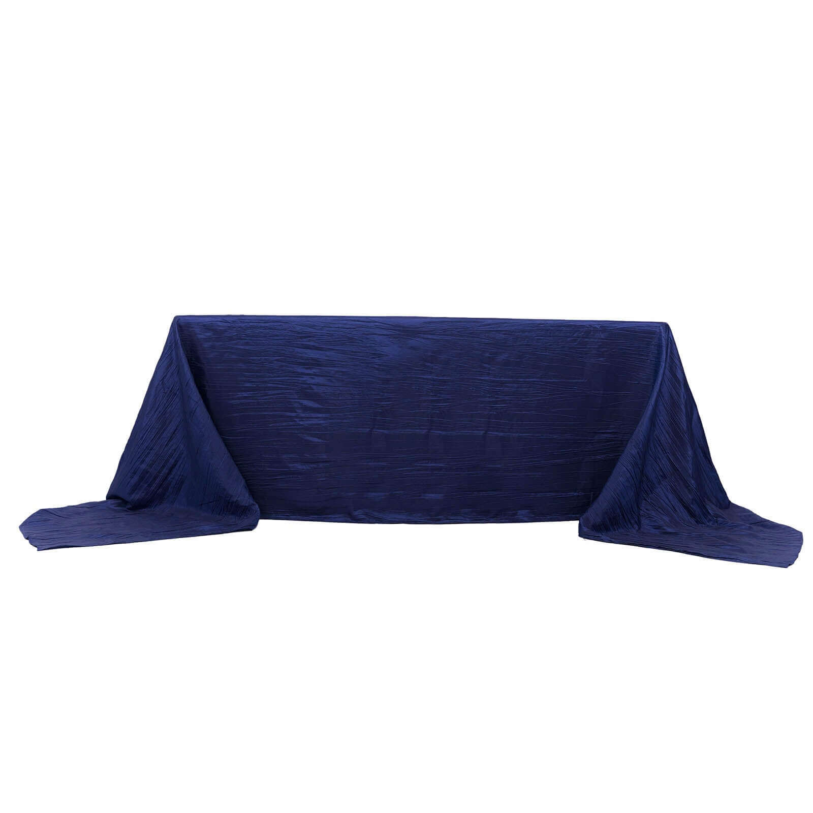 Taffeta 90"x156" Rectangle Tablecloth Navy Blue - Accordion Crinkle Seamless Table Cover