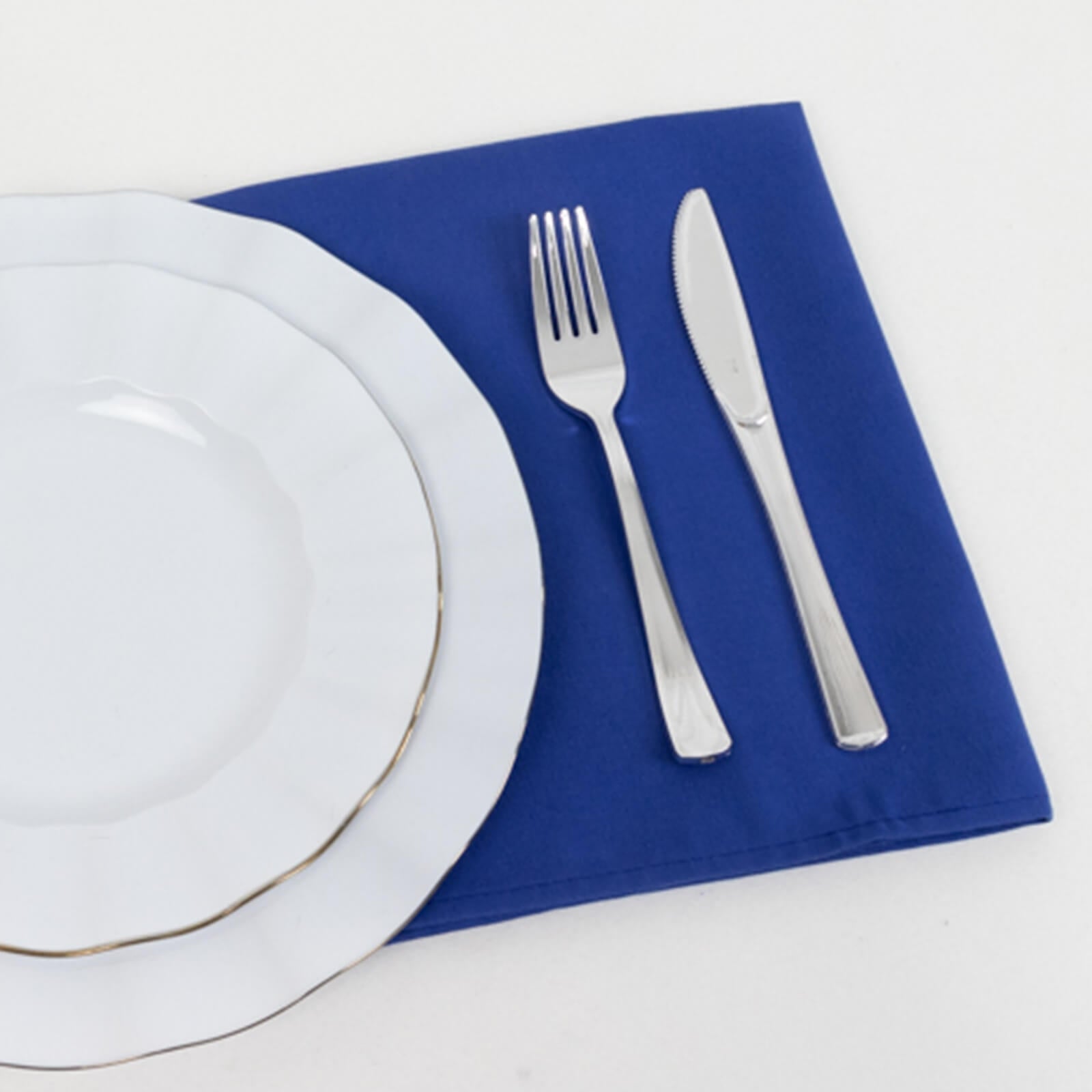 5 Pack Cotton Blend 20"x20" Napkins Royal Blue - Wrinkle-Resistant & Washable Dinner Napkins