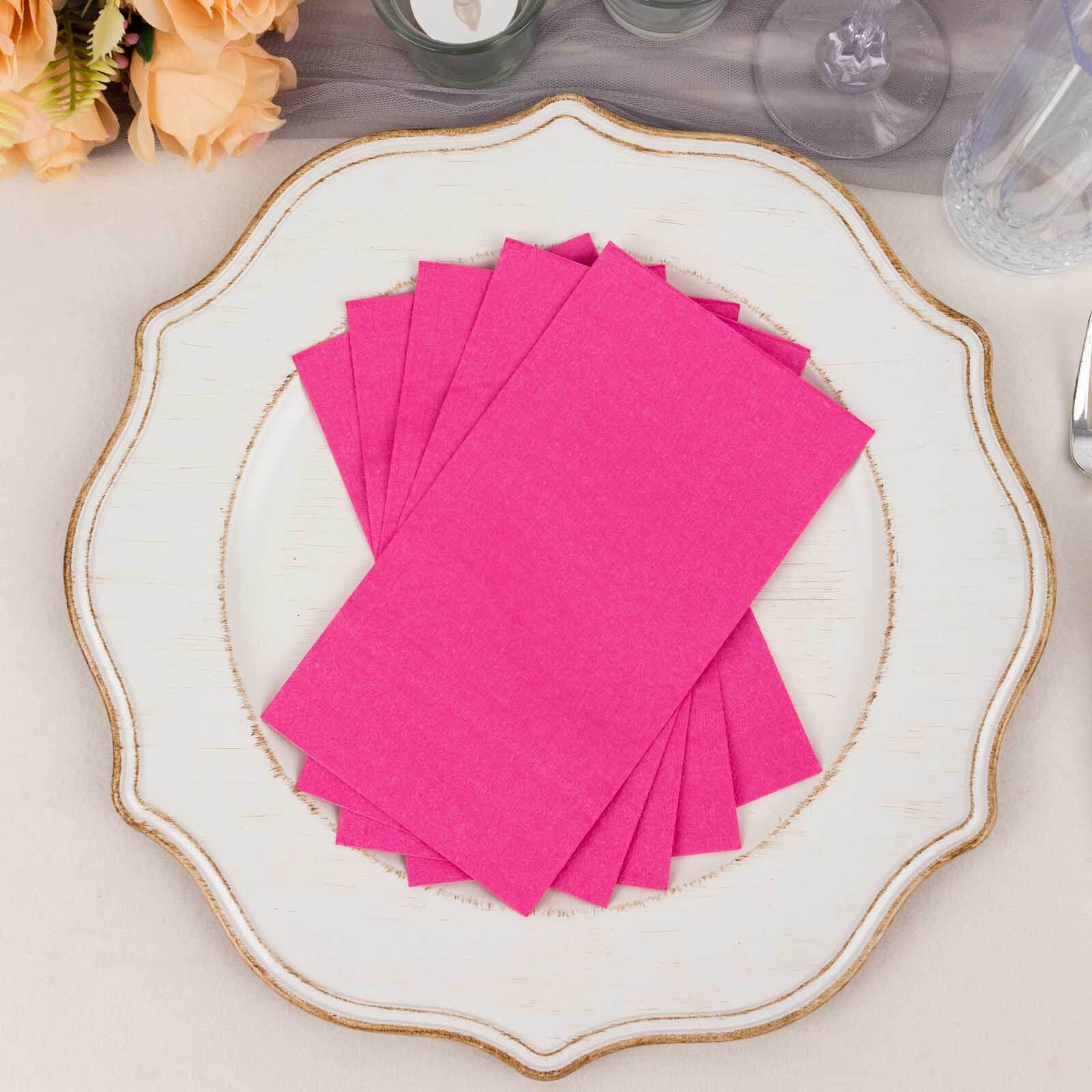 50-Pack Paper Napkins Fuchsia - Soft Disposable 2-Ply Dinner Napkins for Weddings