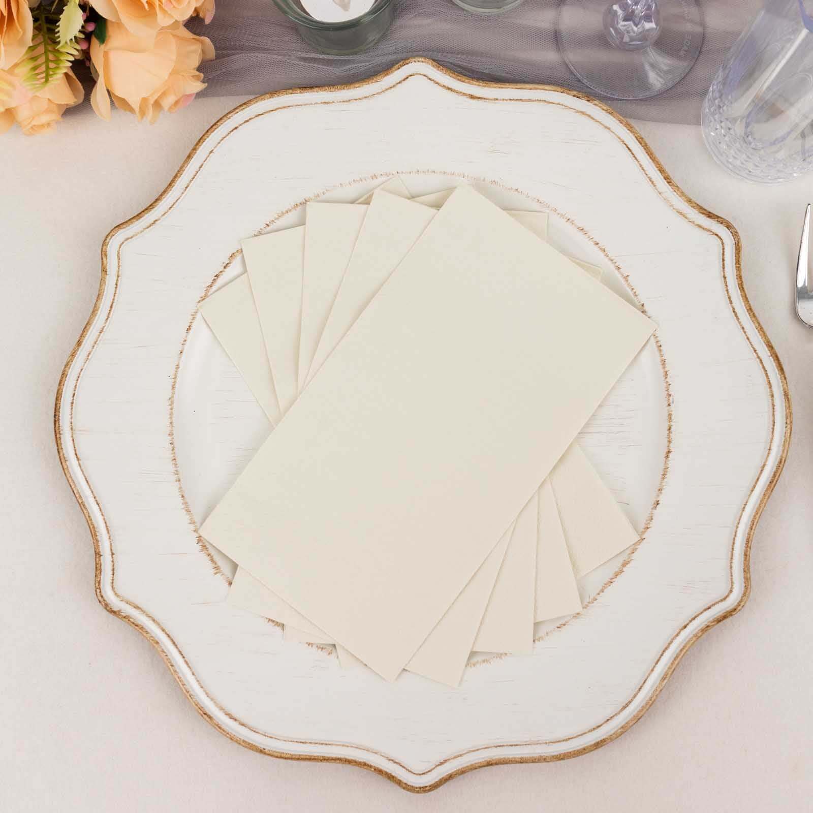 50-Pack Paper Napkins Ivory - Soft Disposable 2-Ply Dinner Napkins for Weddings