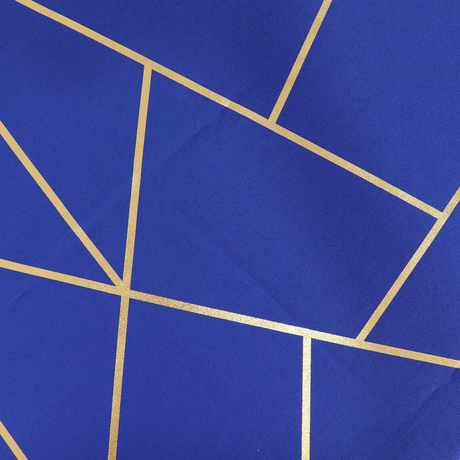 5 Pack Polyester 20"x20" Napkins Royal Blue with Gold Geometric Foil Pattern - Modern Reusable Dinner Napkins
