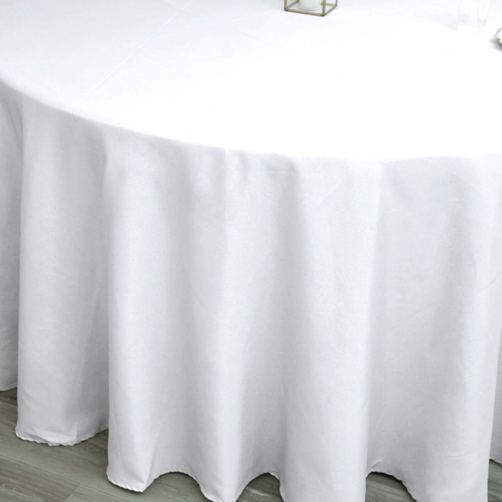 Polyester 120" Round Tablecloth White - Seamless Wrinkle-Resistant Design for Weddings
