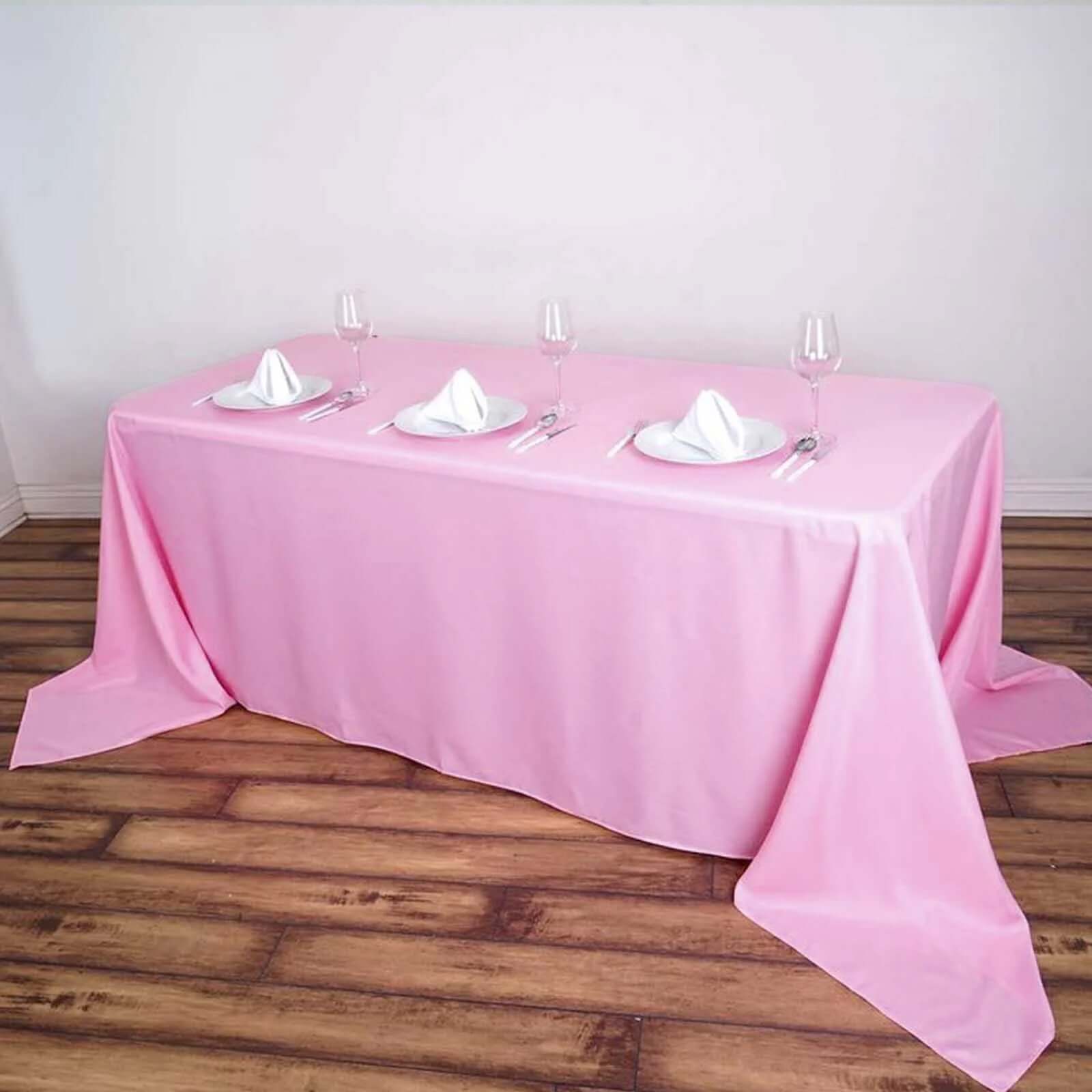 Polyester 90"x156" Rectangle Tablecloth Pink - Seamless Wrinkle-Resistant Table Cover
