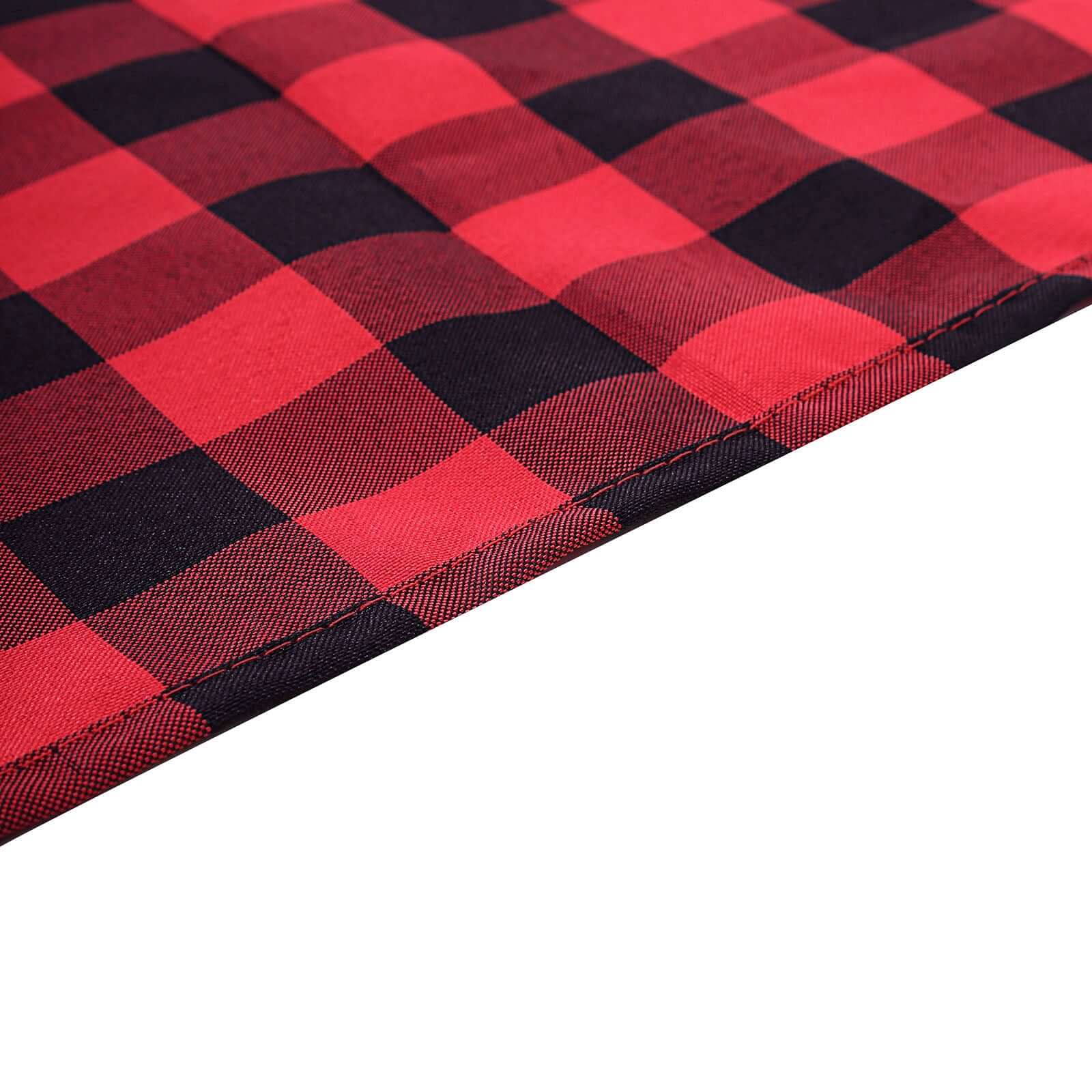 Polyester 14"x108" Table Runner Black/Red Gingham Buffalo Plaid - Checkered Outdoor Table Runner
