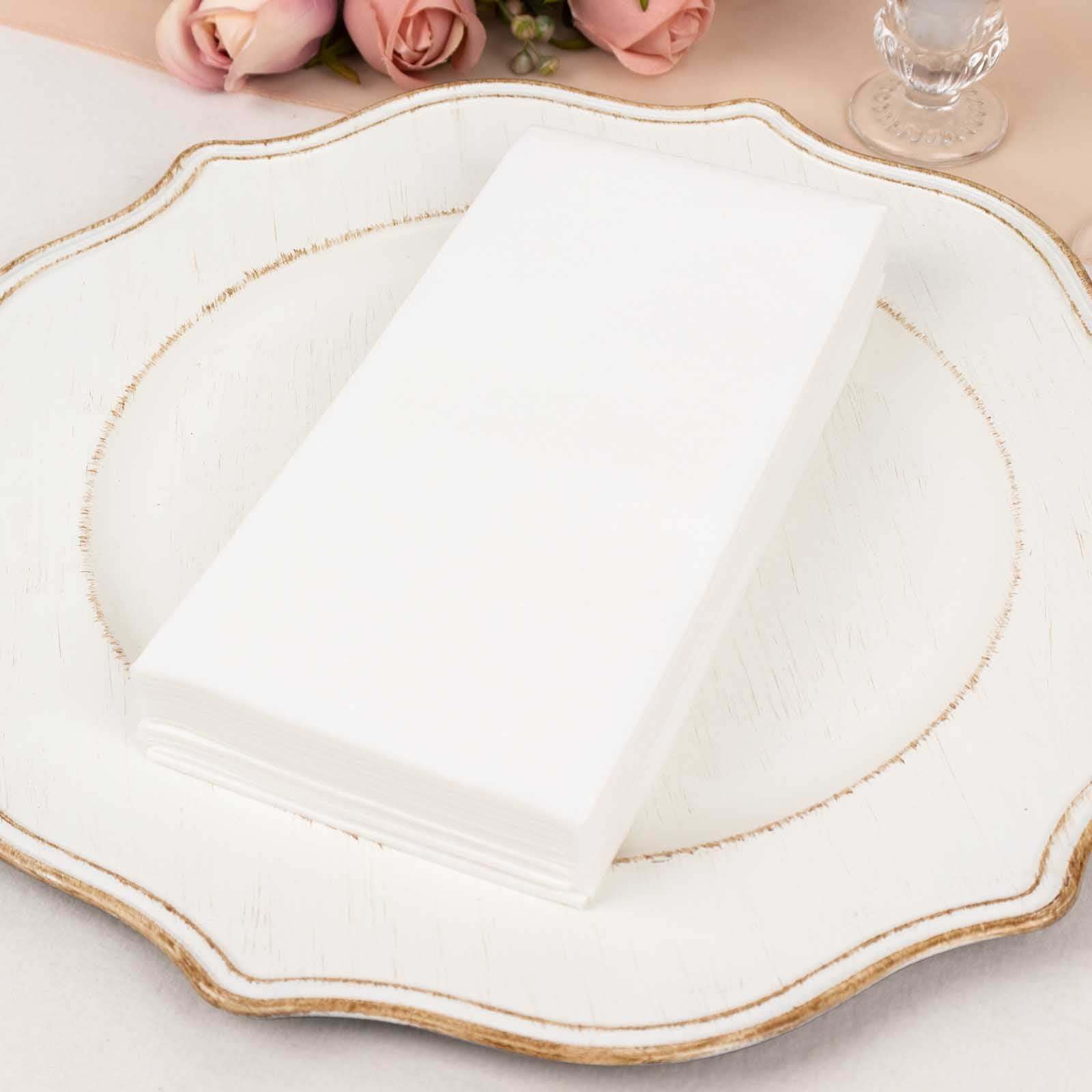 20 Pack Linen-Like Paper 8.5"x4" Napkins White - Highly Absorbent & Disposable Airlaid Guest Towels for Special Occasions