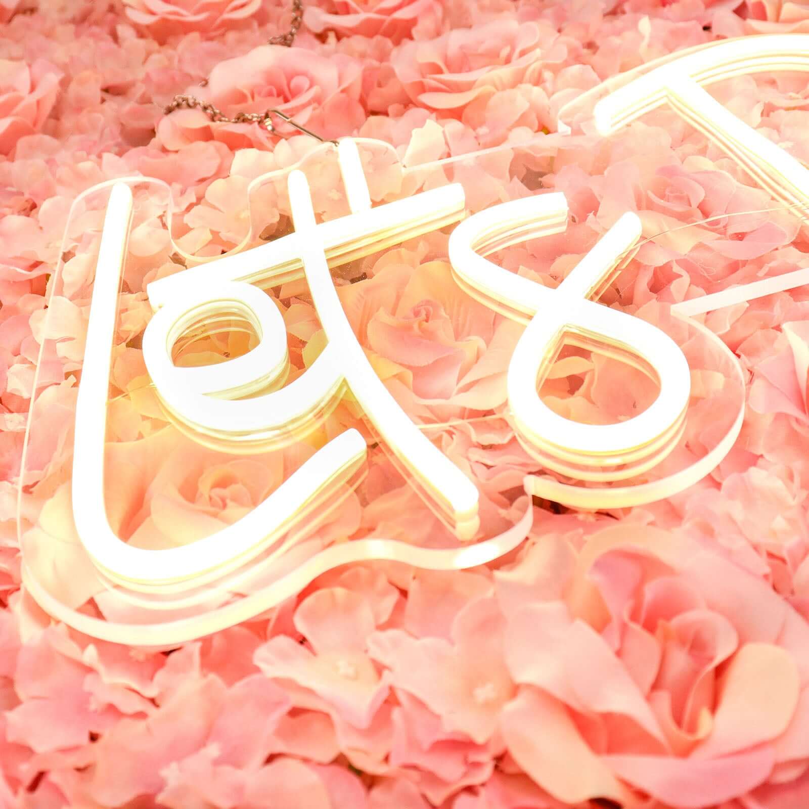 23" Let's Party Neon Light Sign, LED Reusable Wall Décor Lights With 5ft Hanging Chain