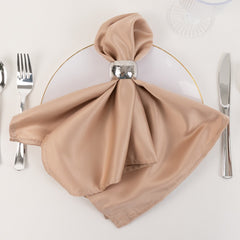 5 Pack Lamour Satin 20"x20" Napkins Nude - Soft Matte Finish Dinner Napkins