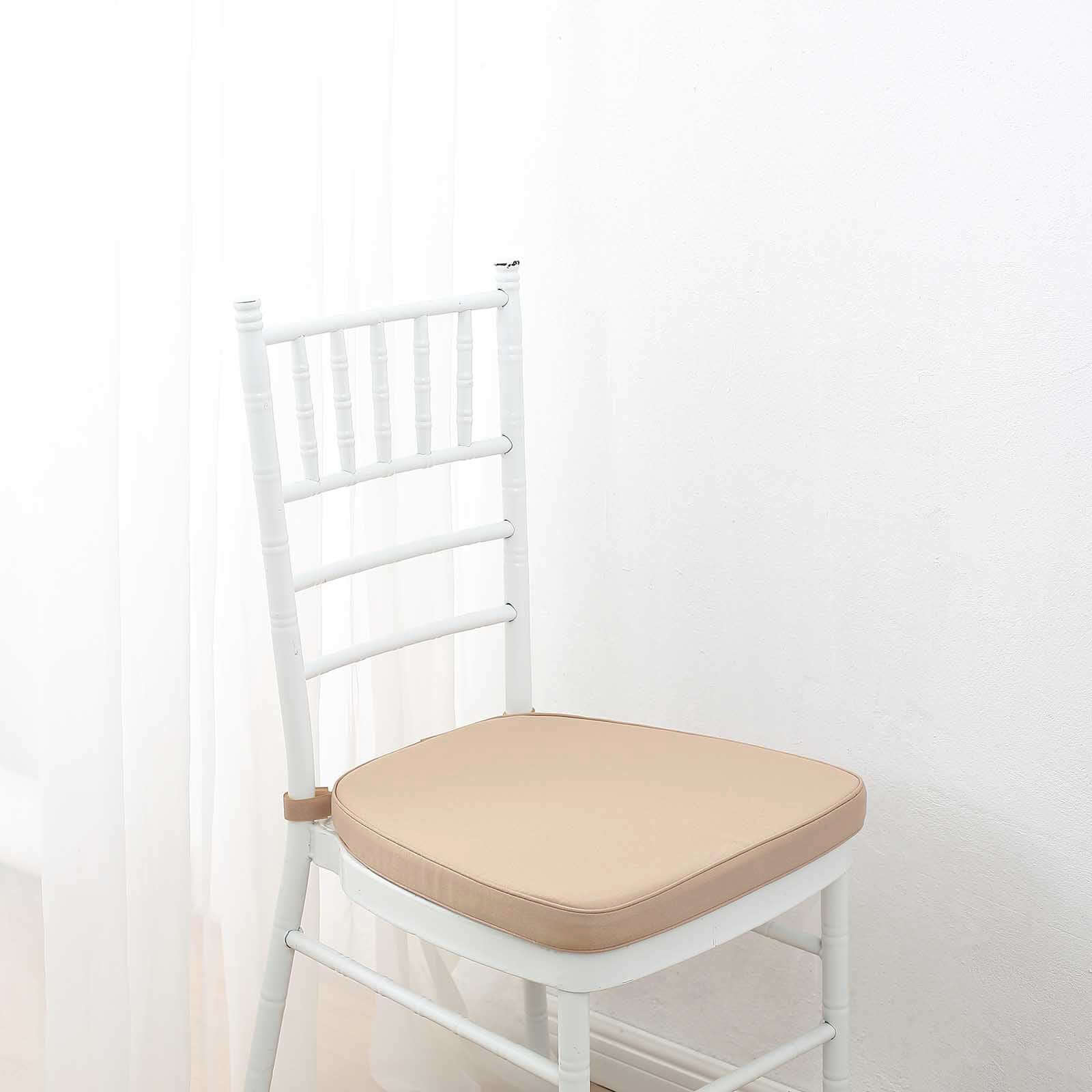 Chiavari Chair Cushion with 1.5" Thick Memory Foam and Ties Nude - Stylish Removable Cover for Comfort