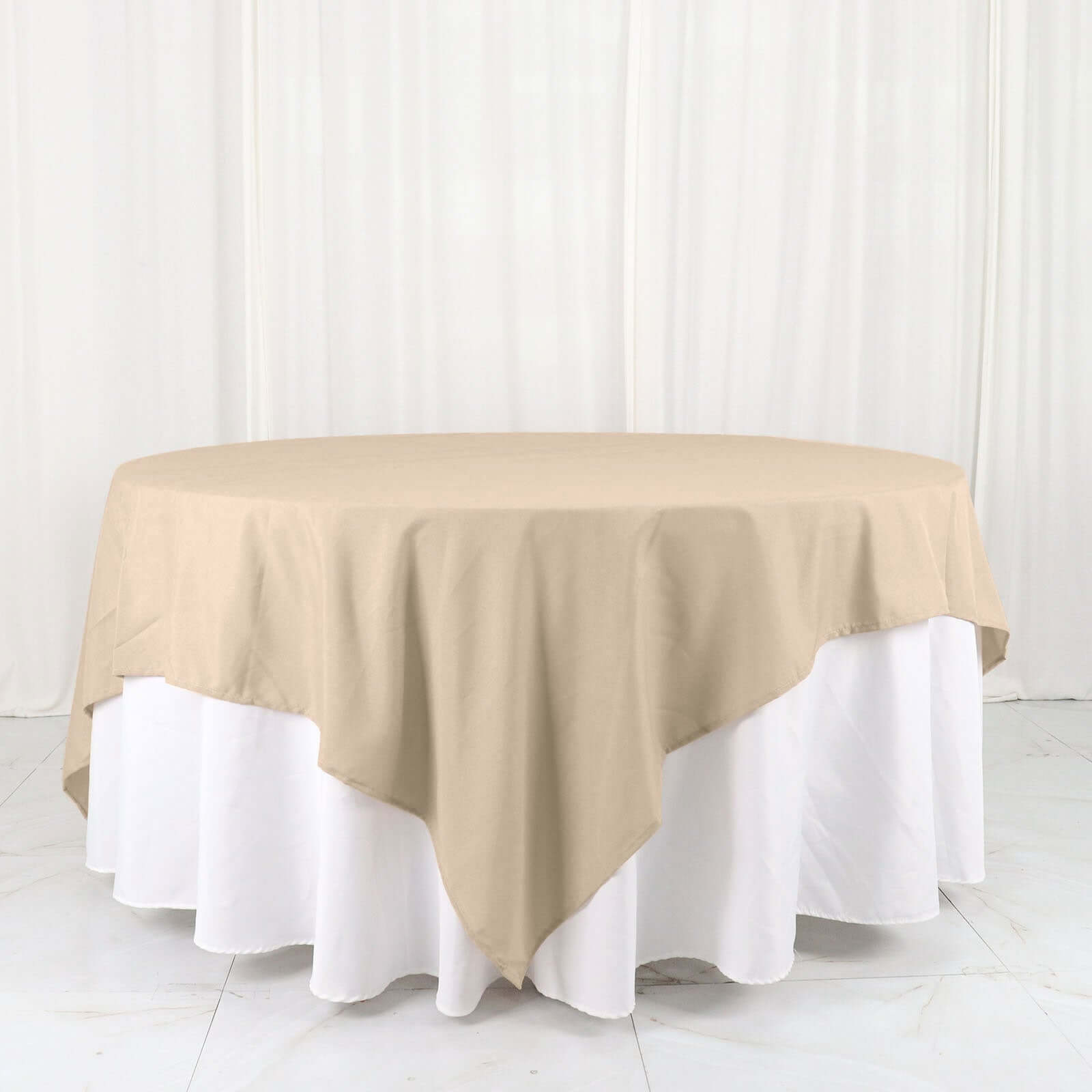 Polyester 90"x90" Table Overlay Square Tablecloth Nude - Wrinkle-Resistant & Durable Table Cover