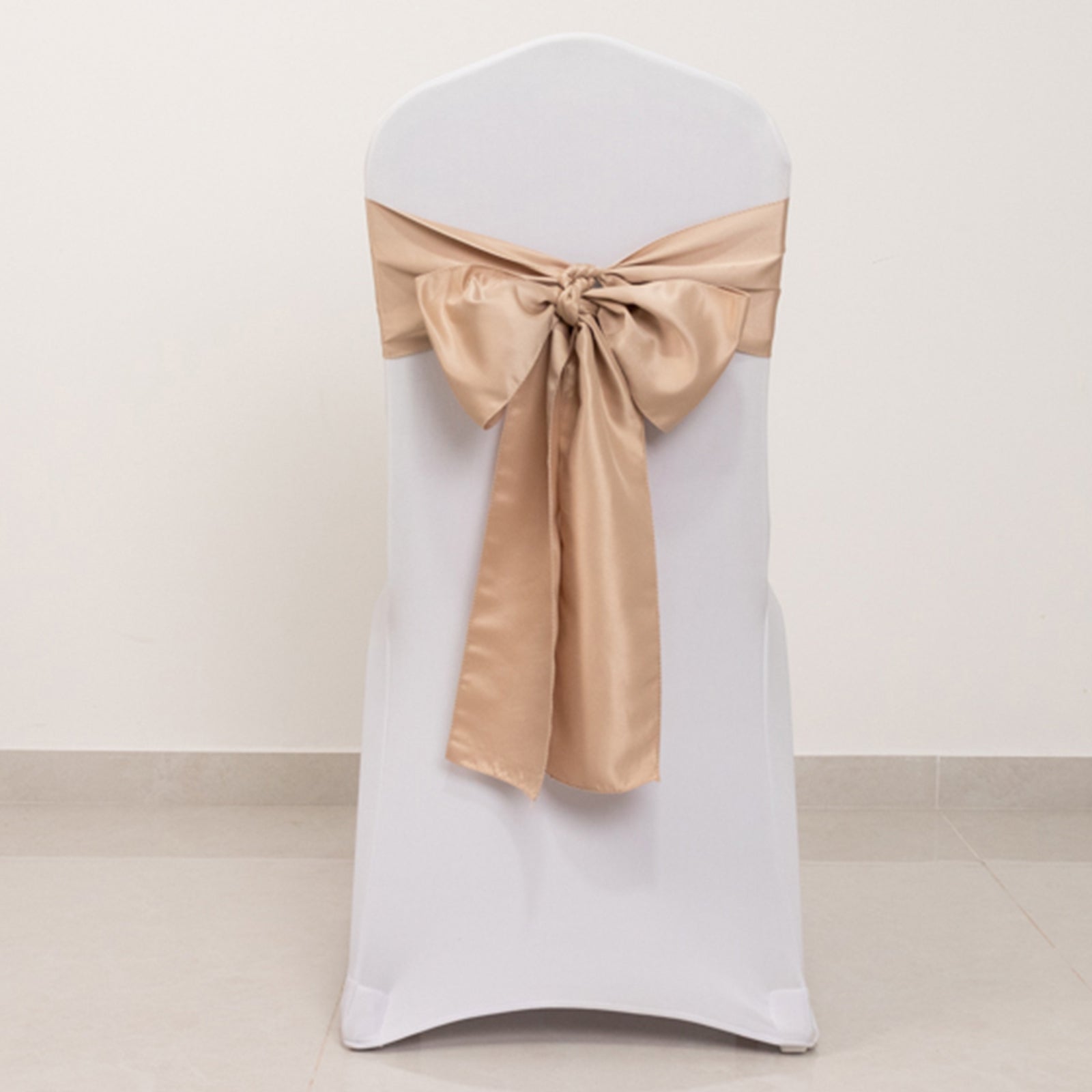 5 Pack Lamour Satin 6"x106" Chair Sashes Nude - Stylish Reusable Decorative Bows