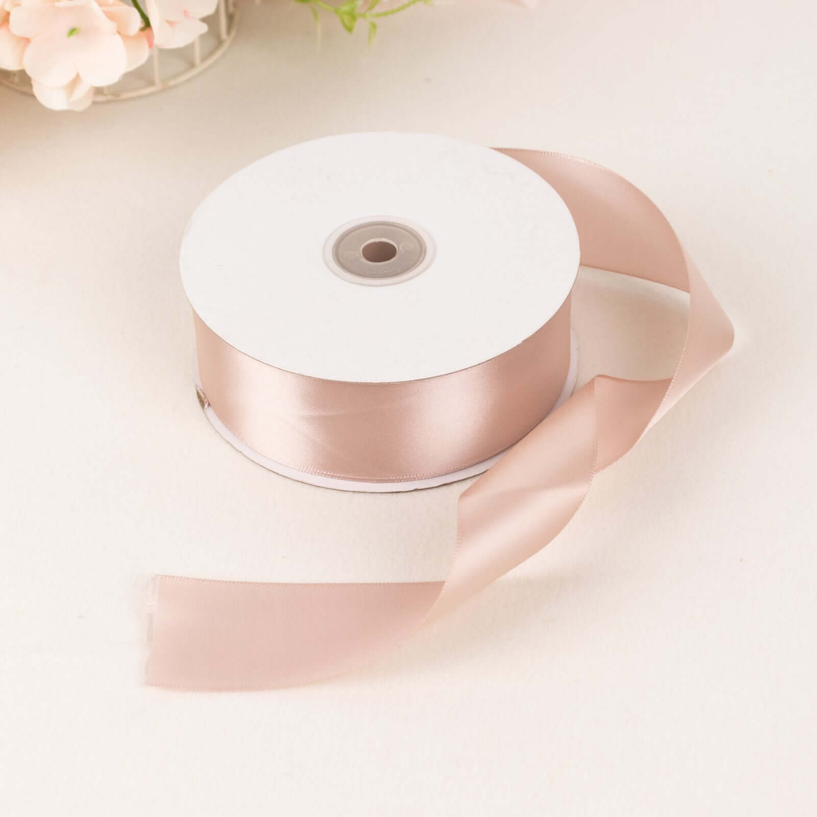 50 Yards 1.5" Nude Single Face Decorative Satin Ribbon