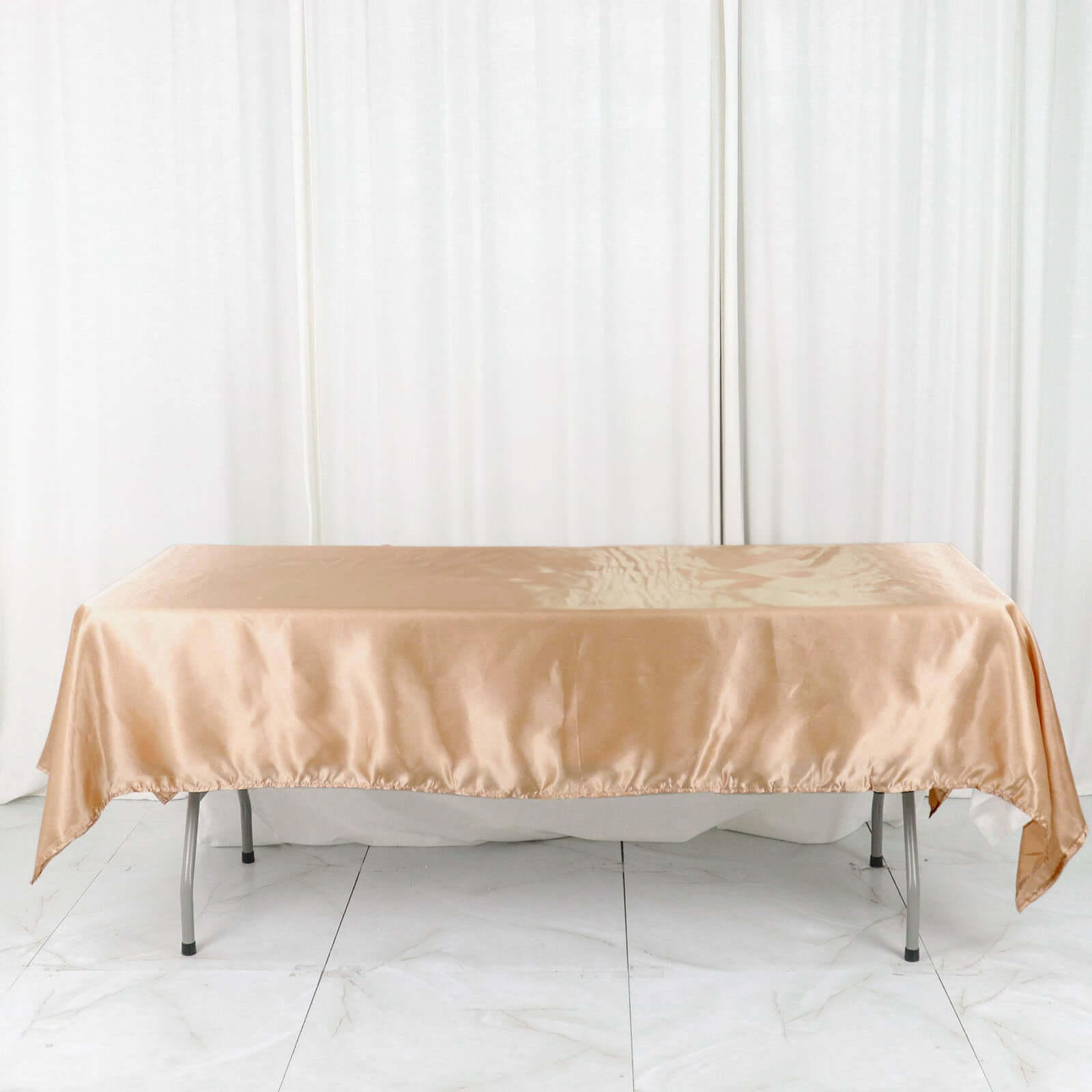 Satin Rectangular 60"x102" Tablecloth Nude - Smooth and Lustrous Table Cover